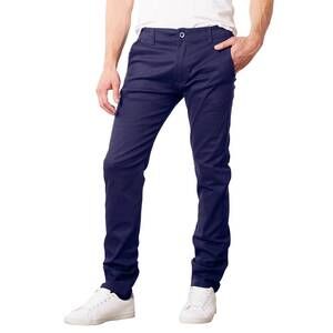NEW GALAXY BY HARVIC slim fit stretch cotton chino pants in navy